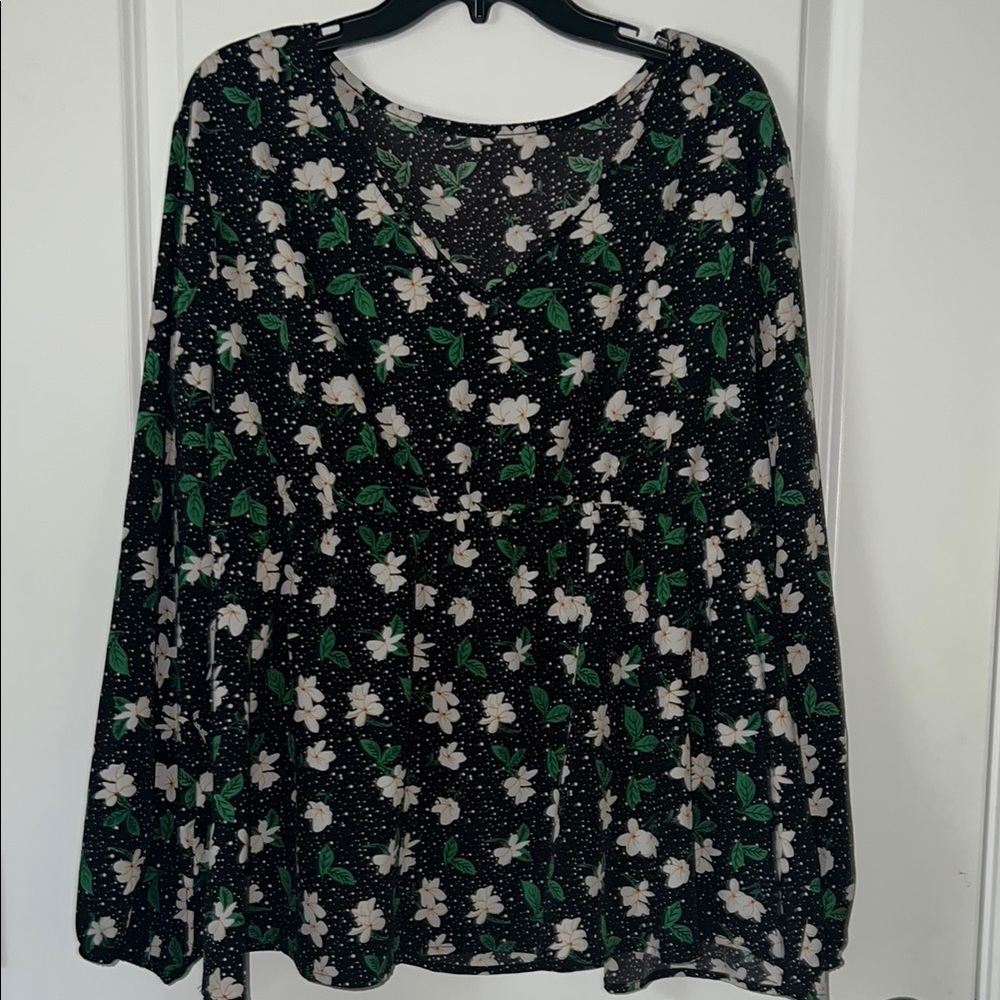 SHEIN Black and White Long Sleeve Relaxed Blouse